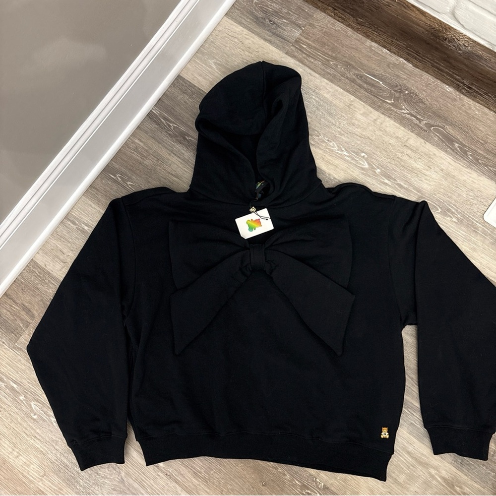 Teddy Fresh Woman’s Black Hoodie Detachable Big Bow Front Sz MED Retro 90’s